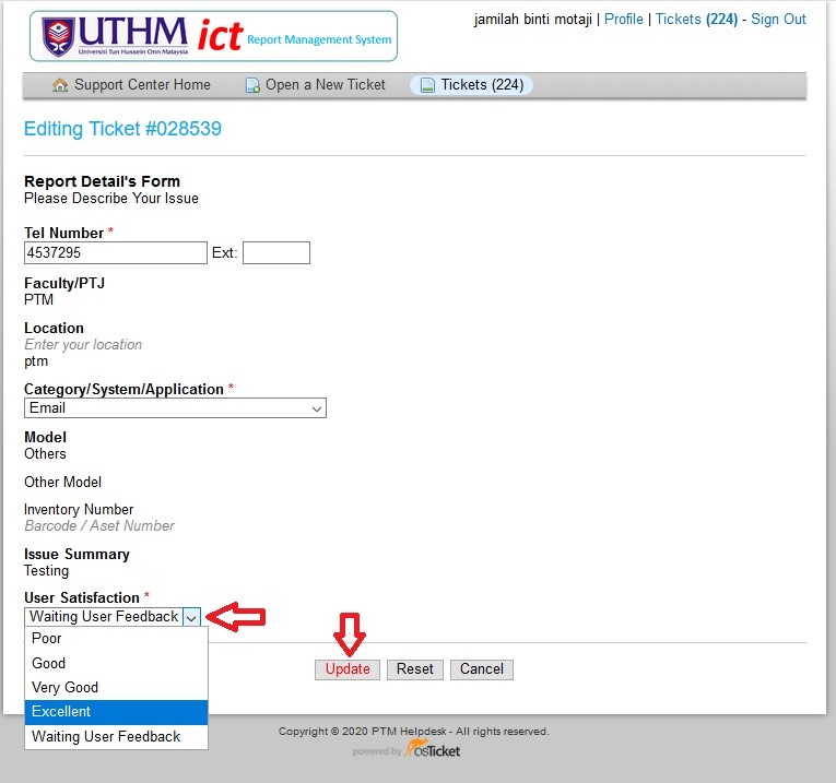 aduanict ptm user satisfaction choose rating